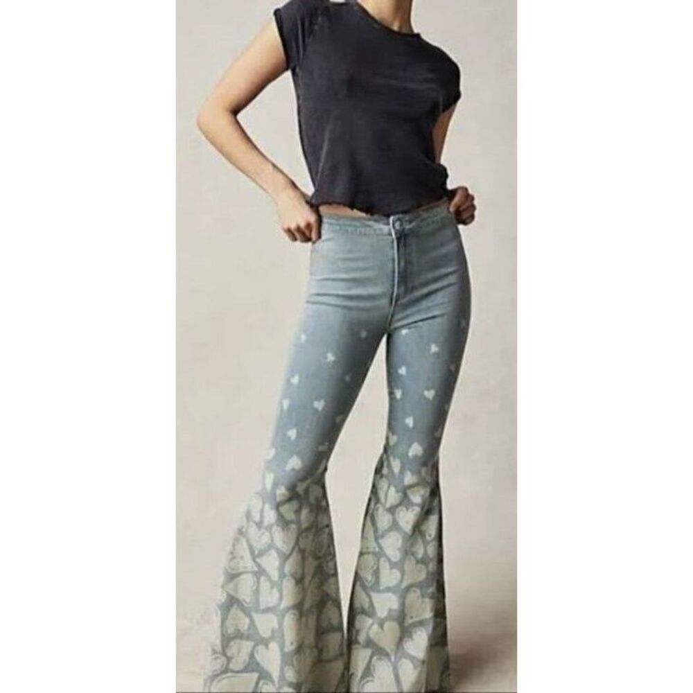 New with tags Free People Just Float On Flare Printed Jeans